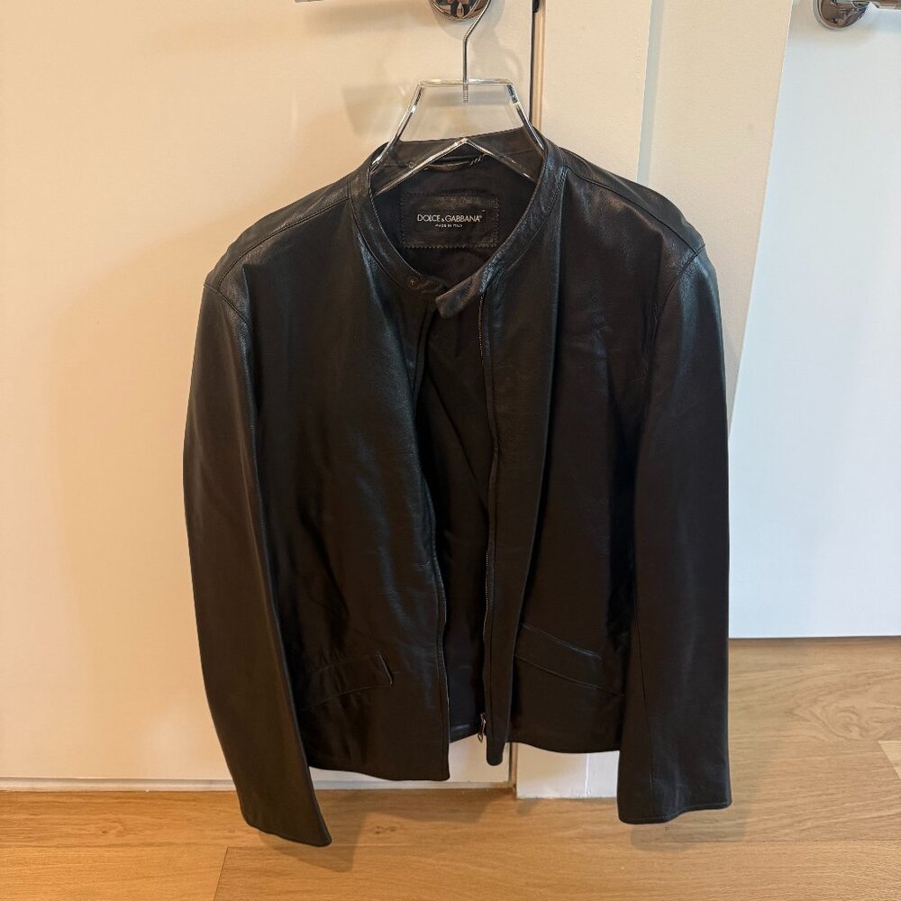 Dolce and Gabbana Lambskin Moto Jacket Size Italian 50